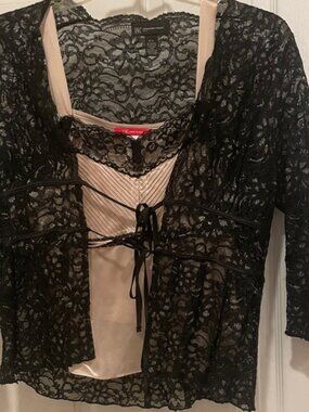 EXCELLENT BLACK INC FLORAL LACE BLAZER size PL & ANNE KLEIN PINK TOP size 12